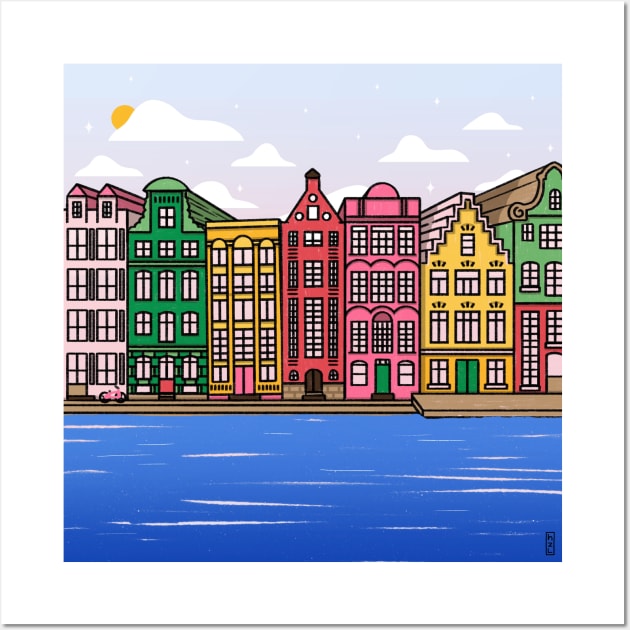 Amsterdam Dutch Houses Wall Art by hazal kirikci